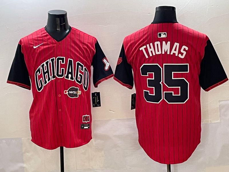 Men Chicago White Sox #35 Thomas Red Stripe Joint Name 2025 Nike MLB Jersey style 9